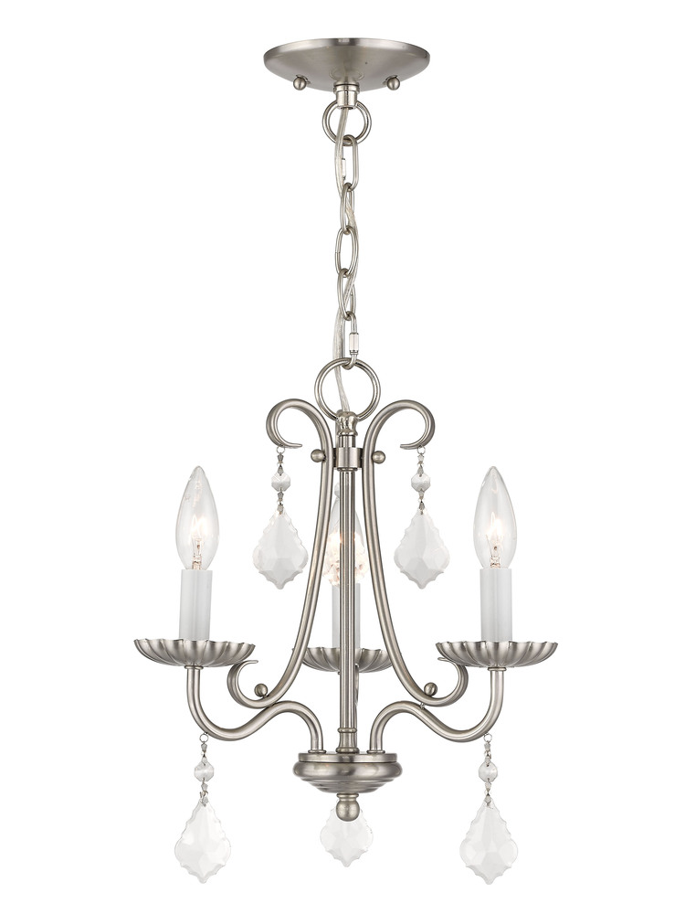 3 Light Brushed Nickel Mini Chandelier