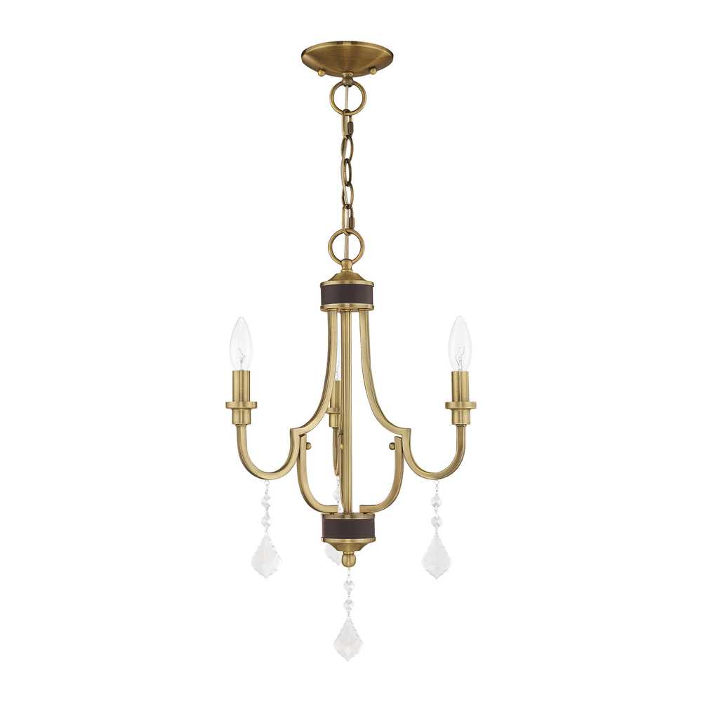 3 Lt Antique Brass Mini Chandelier