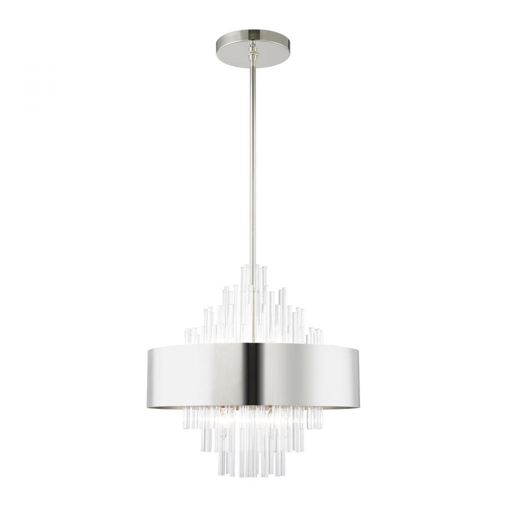 8 Lt Polished Nickel Pendant Chandelier