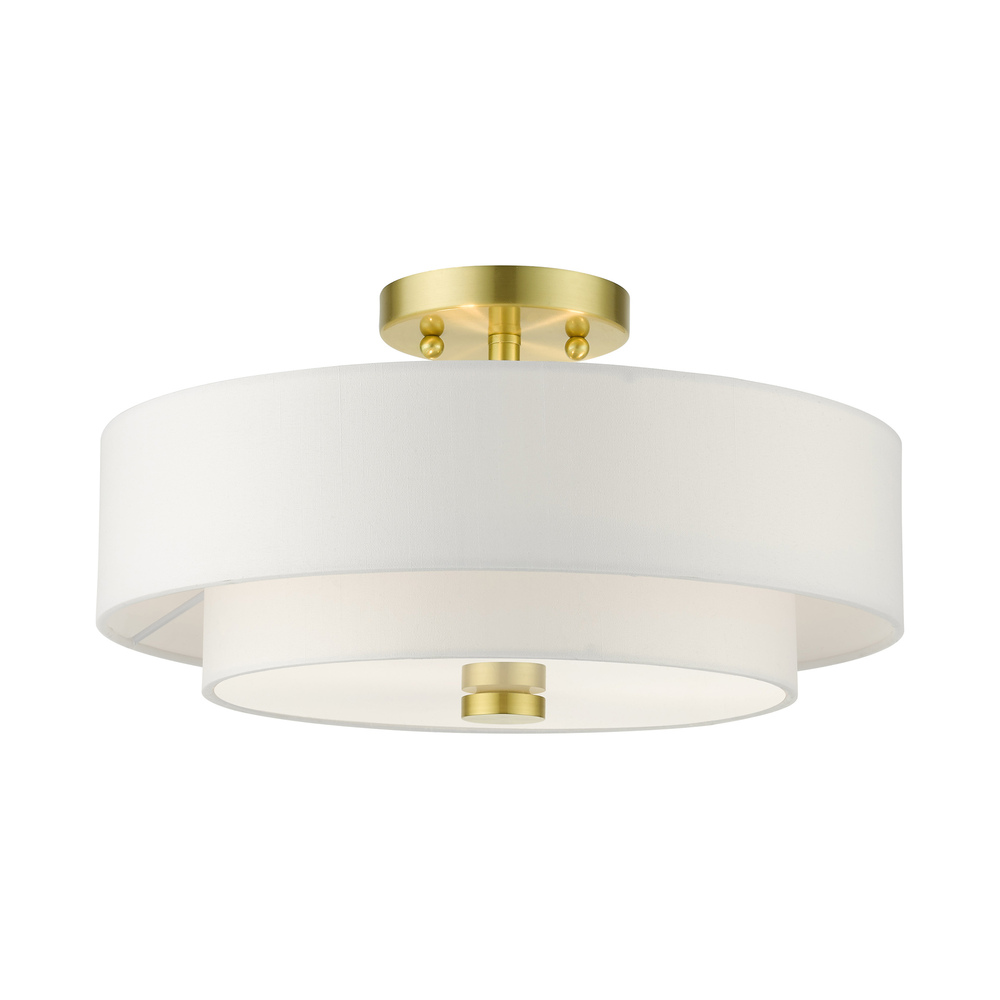 3 Lt Satin Brass Semi Flush