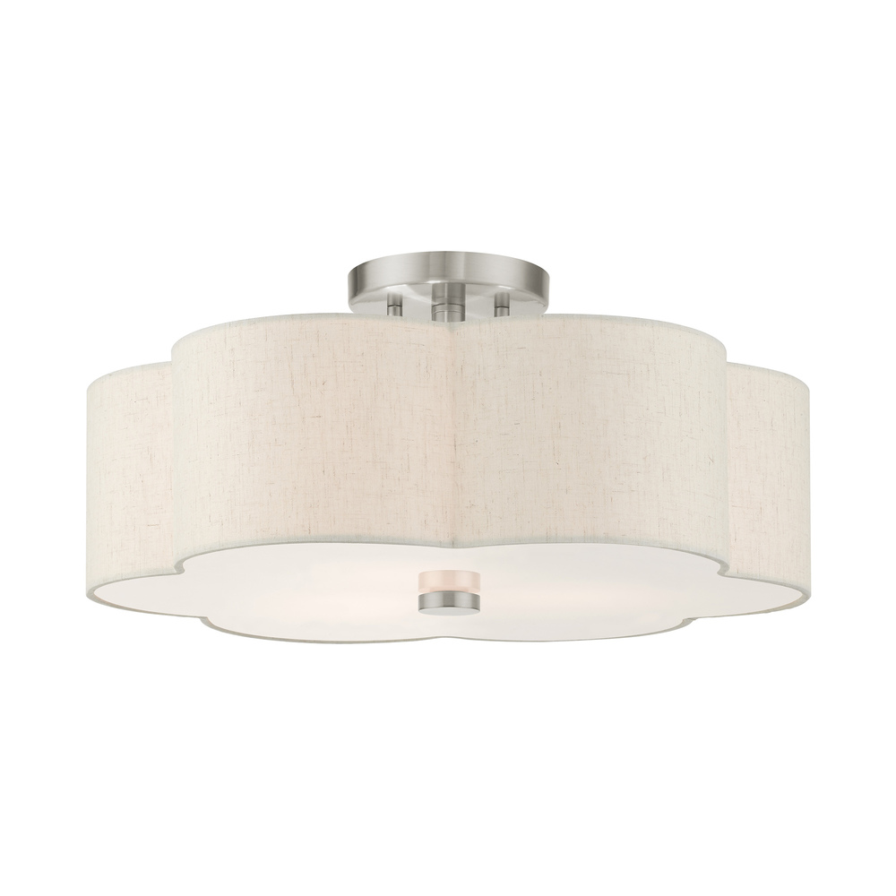 3 Lt Brushed Nickel Semi Flush