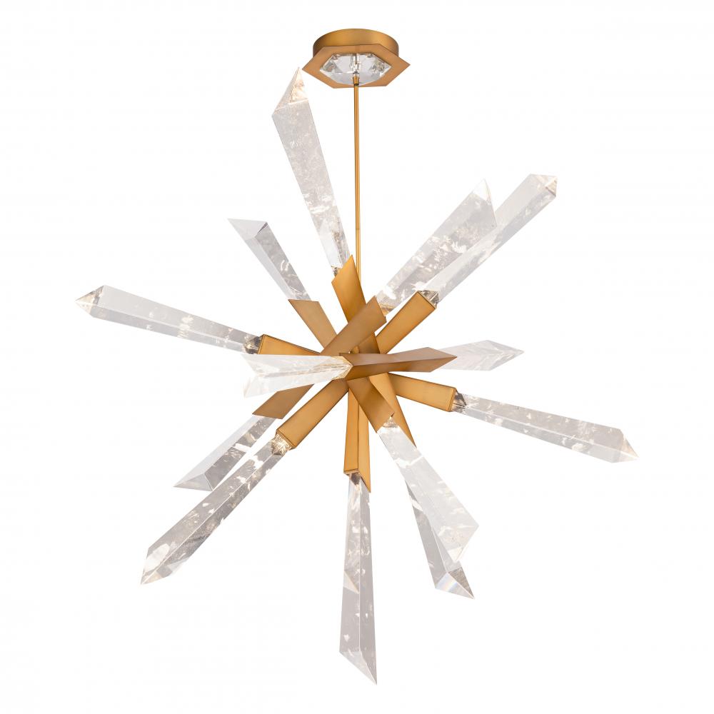 Solitude 48in 120-277V Pendant in Aged Brass with Optic Haze Quartz