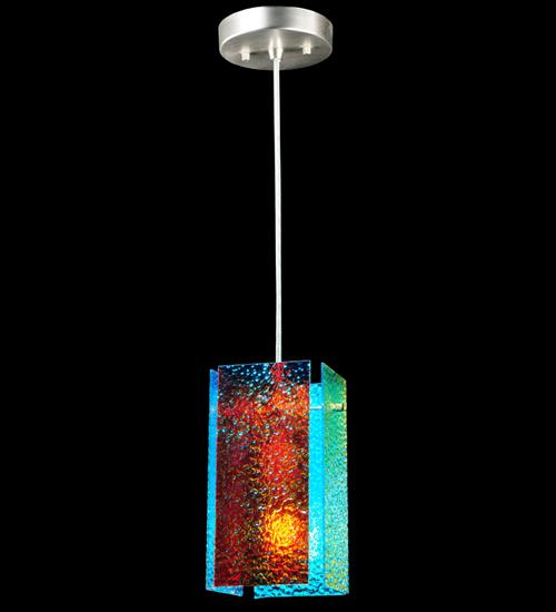 7"W Metro Fusion Fire and Ice Granite Quadrato Mini Pendant