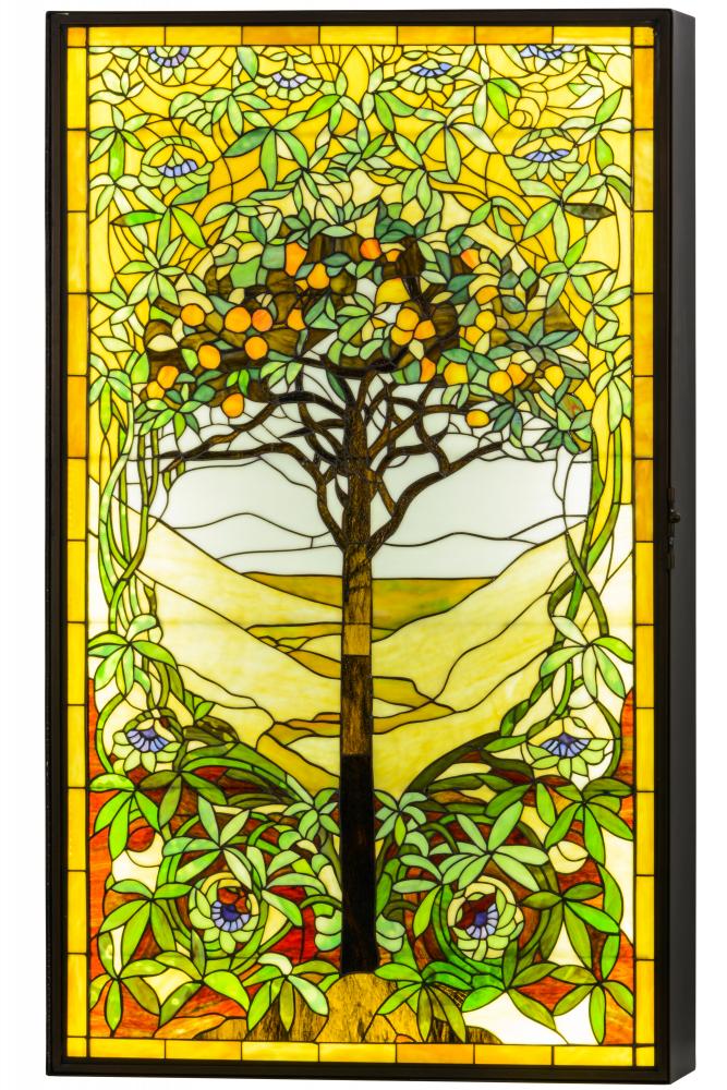 30" Wide Tiffany Tree of Life Stained Glass Lighted Window