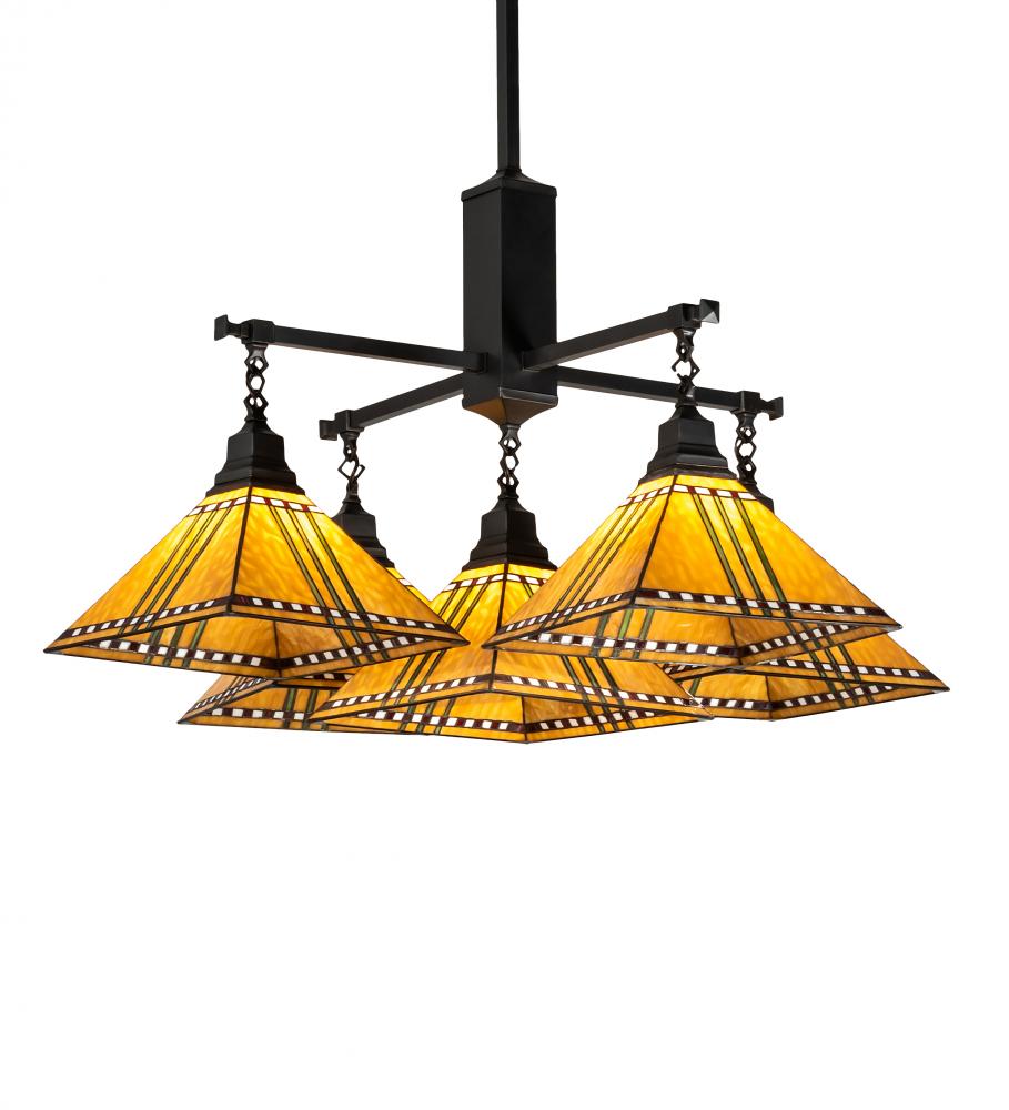 38" Square Prairie Corn 5 Light Chandelier