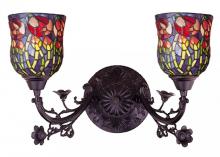 Meyda Blue 36911 - 19"W Red Rosebud 2 LT Wall Sconce