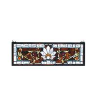 Meyda Blue 73063 - 28"W X 9"H Beveled Ellsinore Transom Stained Glass Window