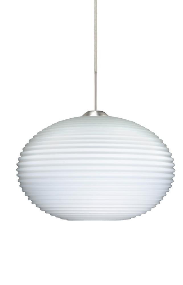 Besa Pendant Pape 12 Satin Nickel Opal Ribbed 1x75W Medium Base