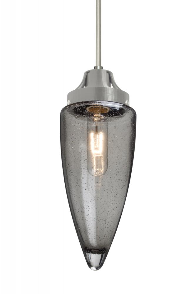 Besa, Sulu Cord Pendant, Smoke Bubble, Satin Nickel Finish, 1x60W Medium Base