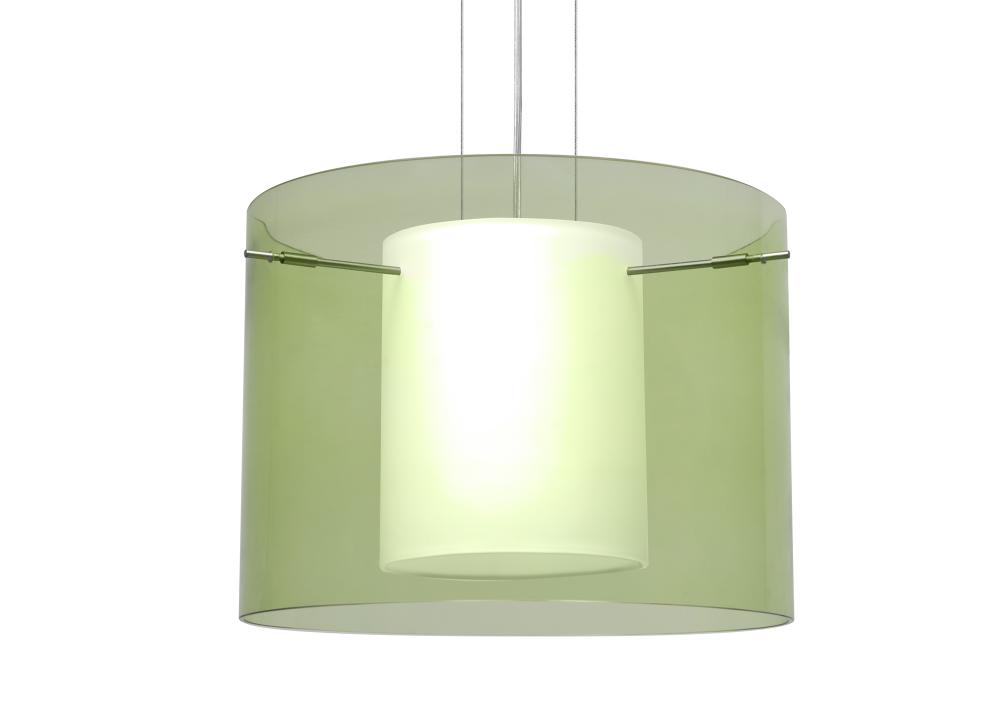 Besa Pahu 16 LED Pendant 1Kg Transparent Olive/Opal Satin Nickel 1x11W LED