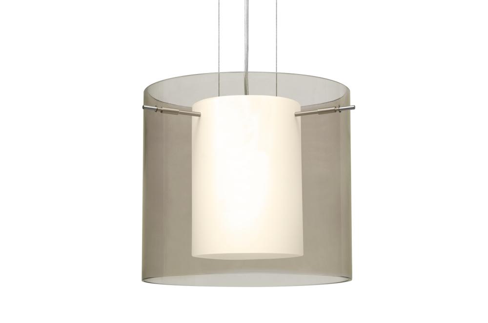 Besa Pendant Pahu 12 Satin Nickel Transparent Smoke 1x100W Medium Base