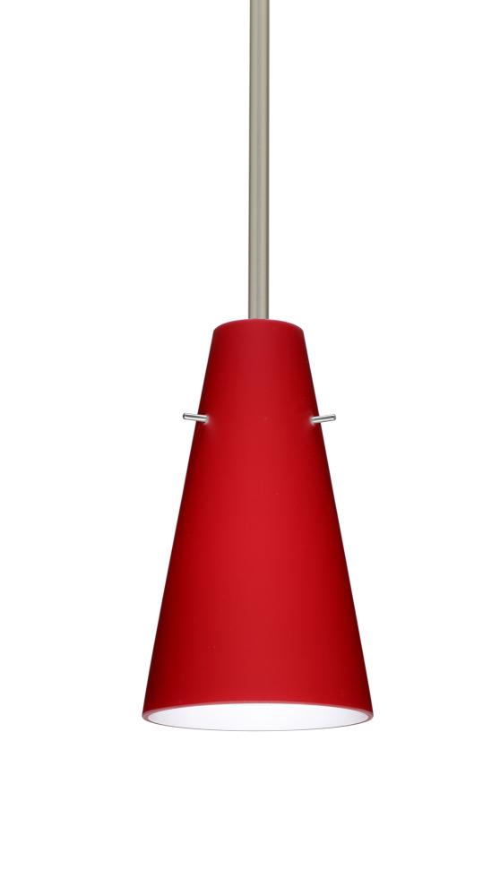 Besa Cierro Stem Pendant Satin Nickel Ruby Matte 1x100W Medium Base