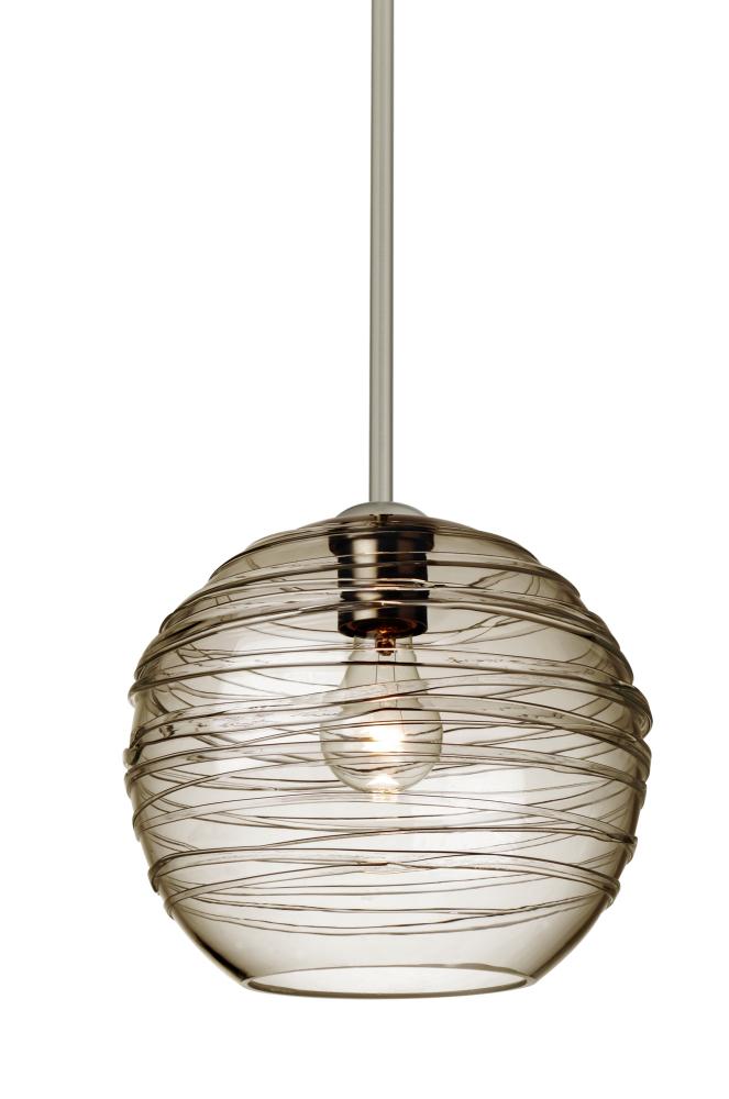 Besa Wave 10 Stem Pendant Satin Nickel Smoke 1x60W Medium Base