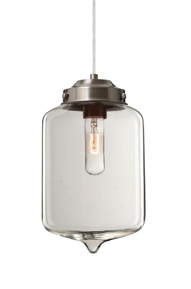 Besa Olin Pendant For Multiport Canopy Satin Nickel Clear 1x60W Medium Base T10