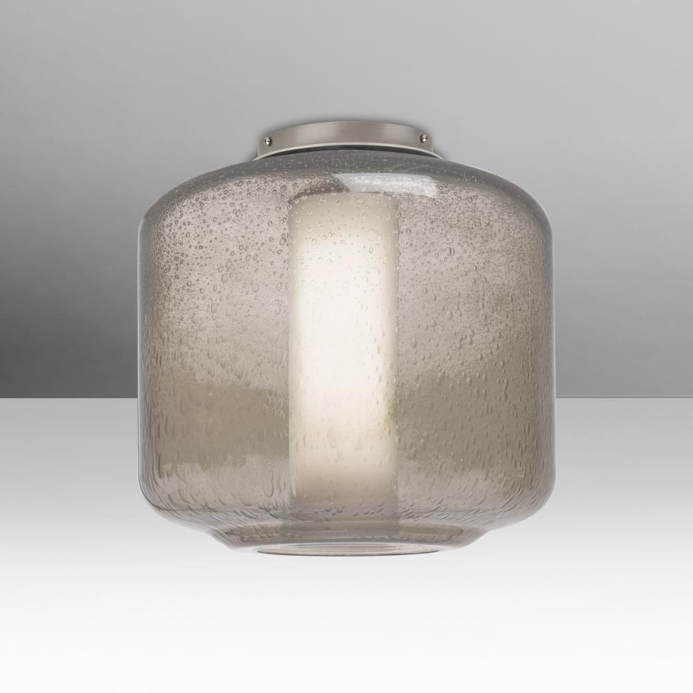 Besa Niles 10 Ceiling, Smoke Bubble/Opal, Satin Nickel Finish, 1x5W LED