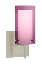 Besa Lighting 1SW-A44007-SN-SQ - Besa Pahu 4 Wall With SQ Canopy 1SW Transparent Amethyst/Opal Satin Nickel 1x40W G9