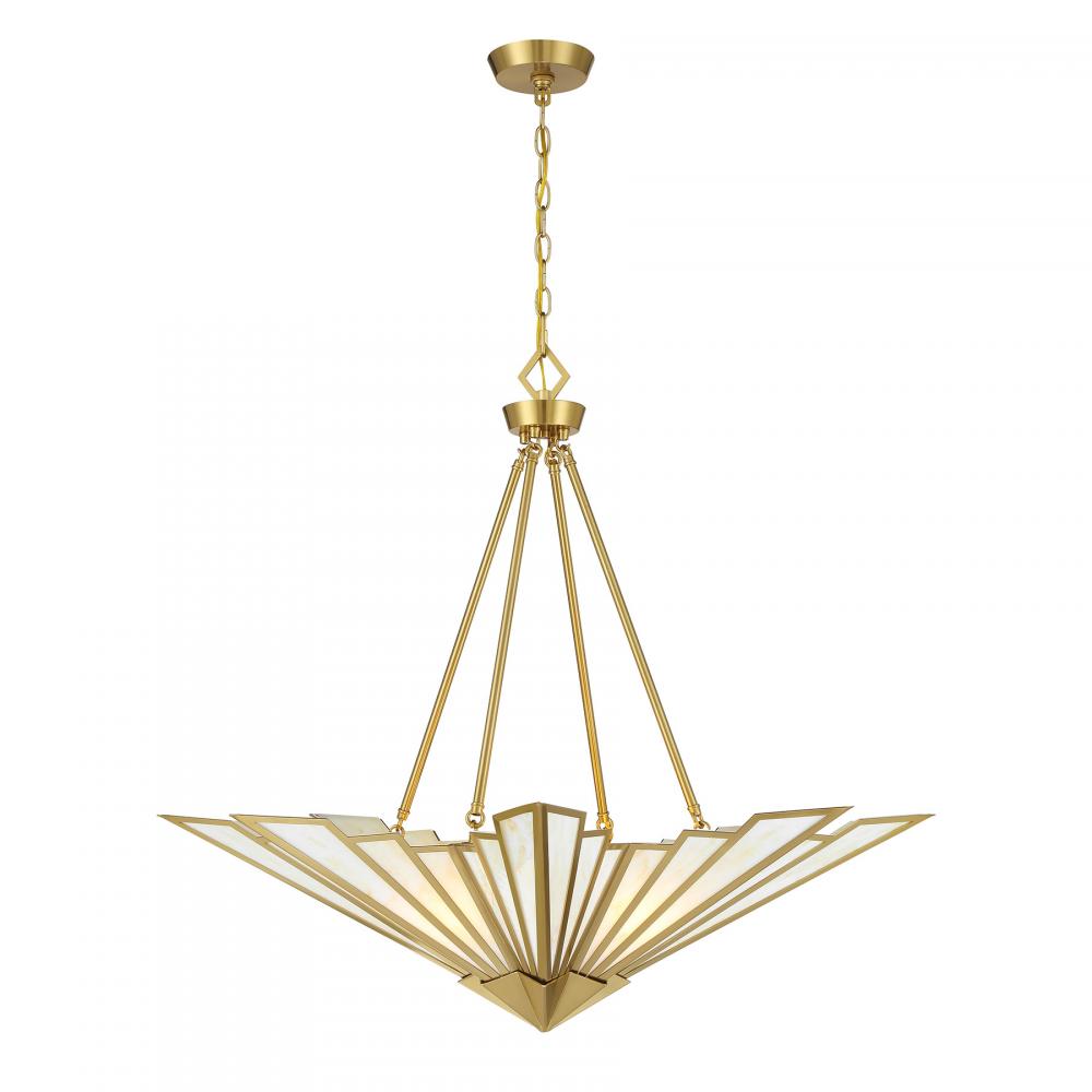 Rivage 4-Light Pendant in Warm Brass