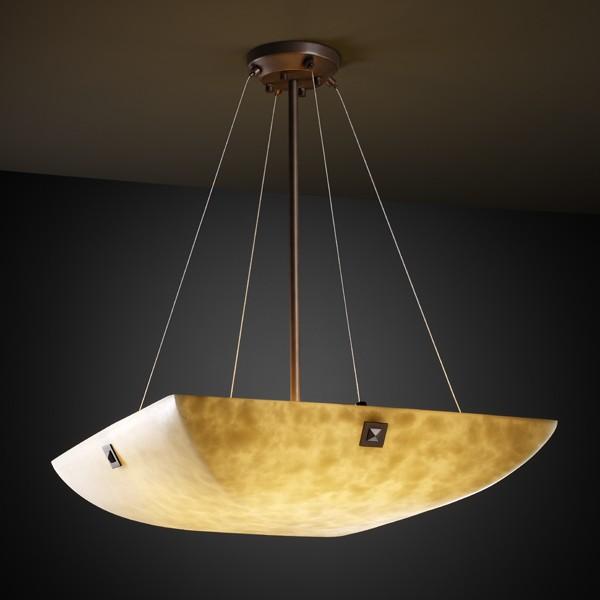 36" Pendant Bowl w/ Large Square w/ Point Finials