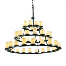 Justice Design Group CNDL-8714-10-AMBR-MBLK - Dakota 45-Light 3-Tier Ring Chandelier