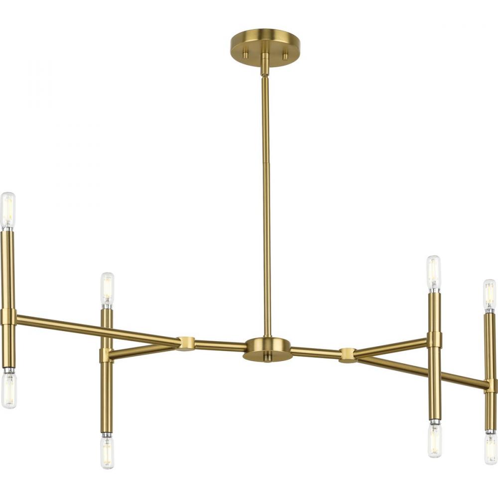 Arya Collection Eight-Light Brushed Gold Luxe Linear Chandelier