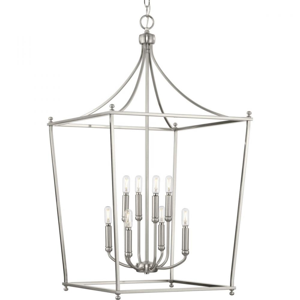 Parkhurst Collection Eight-Light New Traditional Brushed Nickel Chandelier Foyer Light