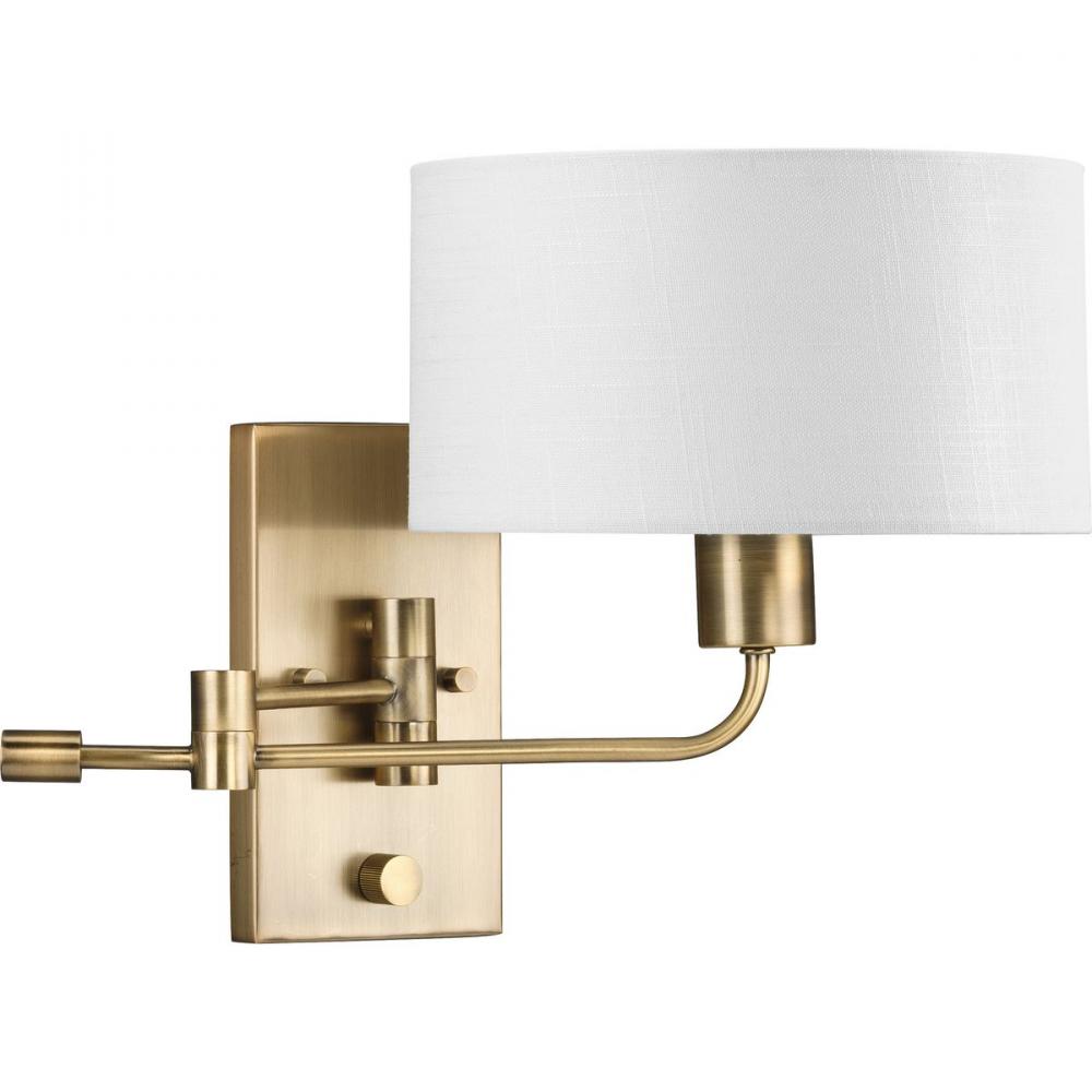 Carrick Collection One-Light Vintage Brass Summer Linen Shade Transitional Wall Light