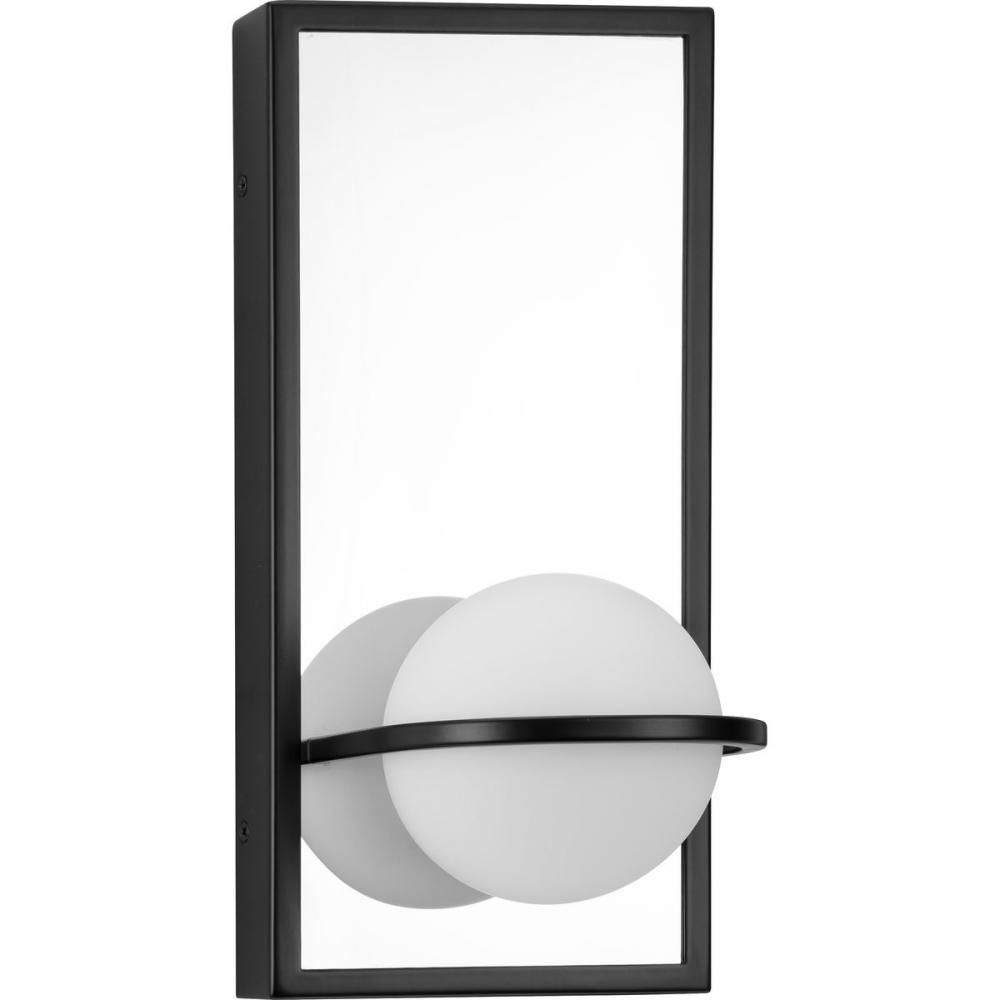 Pearl LED Collection Mid-Century Modern Matte Black Etched Opal Glass Wall Bracket