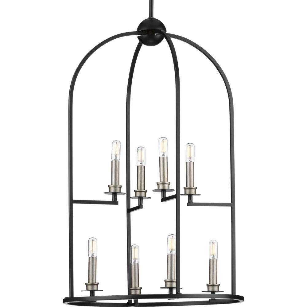 Seneca Collection Eight-Light Matte Black Farmhouse Pendant Light