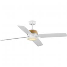 Progress P250097-028-30 - Schaffer II Collection 56 in. Four-Blade Satin White Modern Organic Ceiling Fan with Integrated LED