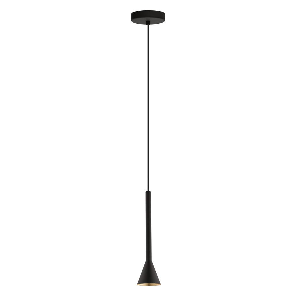 1x10W LED GU10 Mini Pendant With Matte Black & Gold Finish