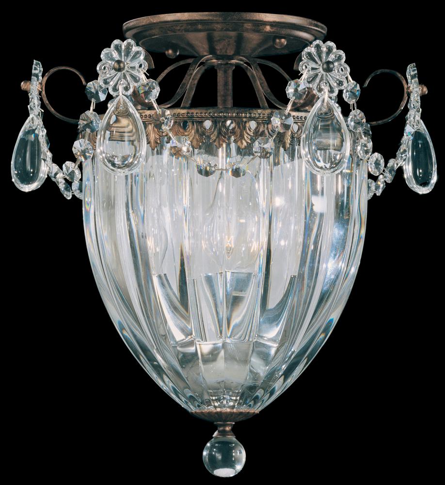 Bagatelle 3 Light 120V Semi-Flush Mount in Etruscan Gold with Heritage Handcut Crystal