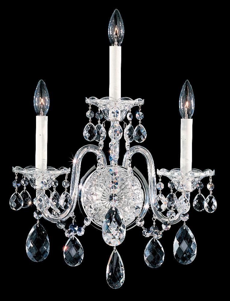 Sterling 3 Light 120V Wall Sconce in Polished Silver with Heritage Handcut Crystal