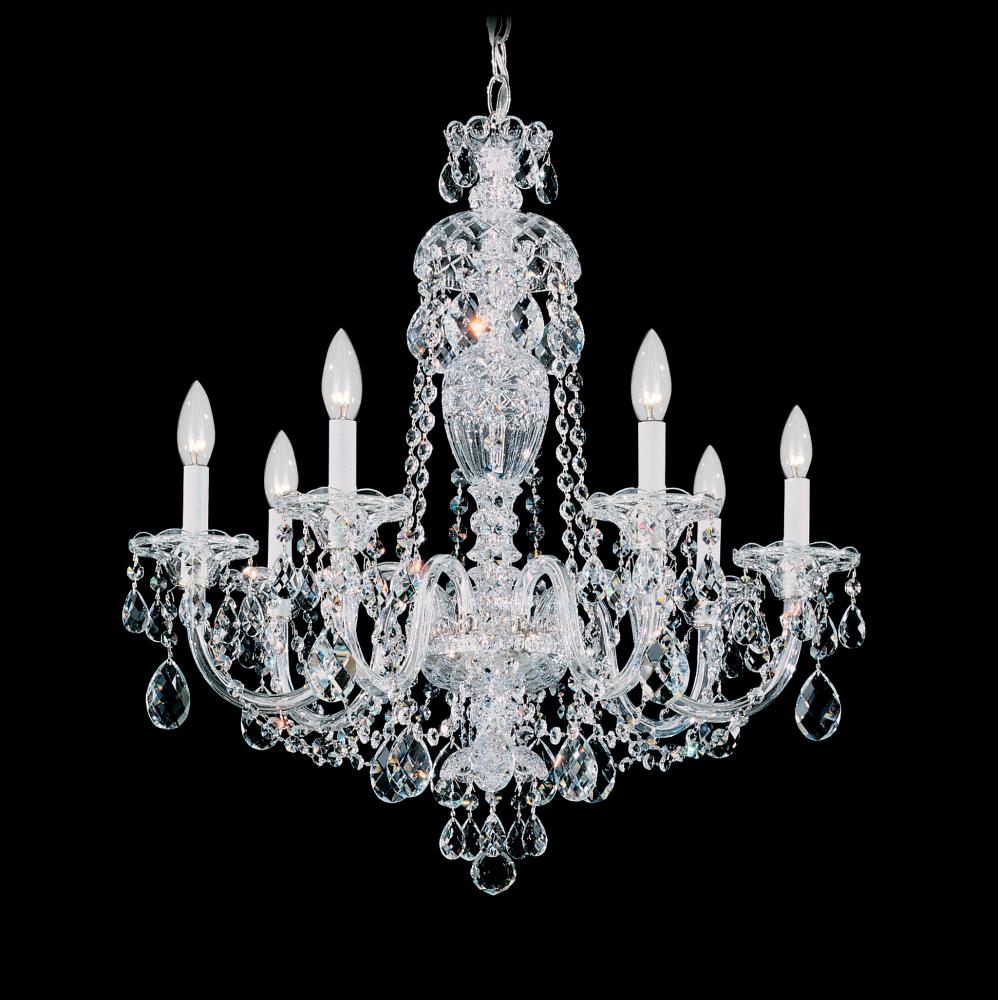 Sterling 7 Light 120V Chandelier in Polished Silver with Heritage Handcut Crystal