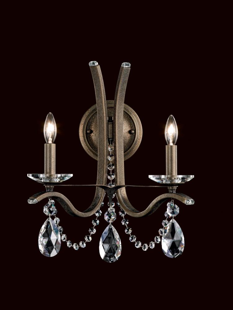 Vesca 2 Light 120V Wall Sconce in Black with Heritage Handcut Crystal