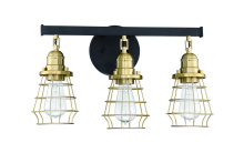 Craftmade 50603-FBSB - Thatcher 3 Light Vanity in Flat Black/Satin Brass