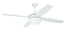 Craftmade PHZ52W4 - Phaze II 52" 4-Blade Ceiling Fan in White w/ White Blades; Integrated Light Kit