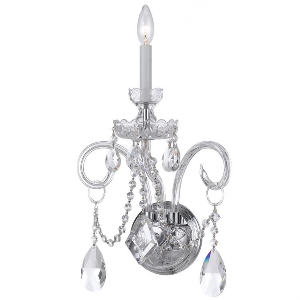 Traditional Crystal 1 Light Swarovski Strass Crystal Polished Chrome Sconce