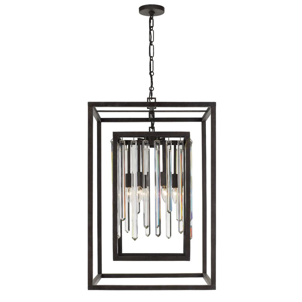 Hollis 6 Light Forged Bronze Lantern Chandelier