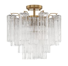 Crystorama ADD-300-AG-CL_CEILING - Addis 17.75'' Aged Brass Semi Flush Mount