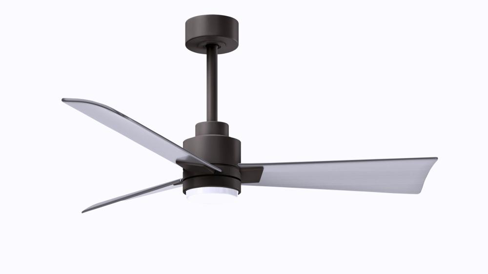 Alessandra 3-blade transitional ceiling fan in textured bronze finish with brushed nickel blades.