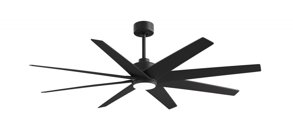 Ariella 8-blade ceiling fan in Matte Black and Matte Black blades