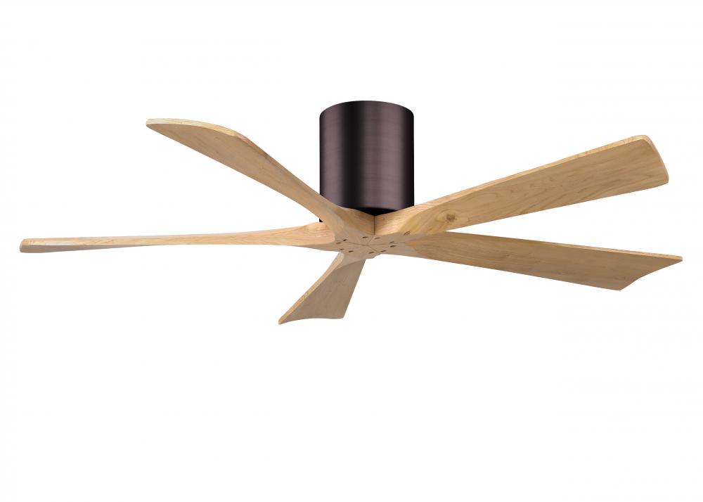 Irene-5H three-blade flush mount paddle fan in Brushed Brass finish with 52” Light Maple tone bl