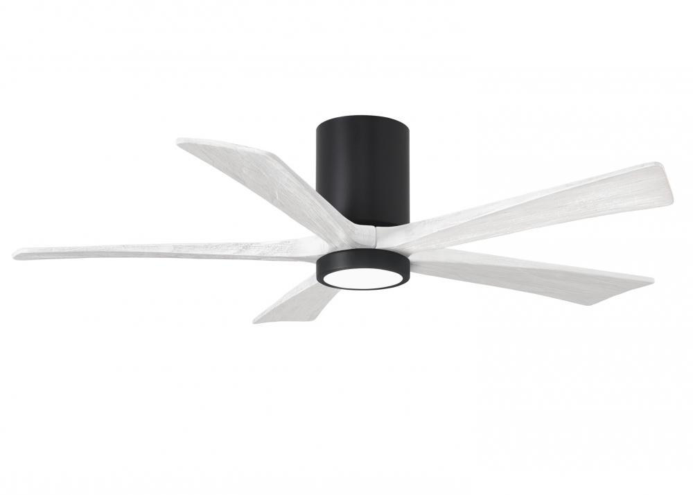 IR5HLK five-blade flush mount paddle fan in Matte Black finish with 52” solid matte white wood b