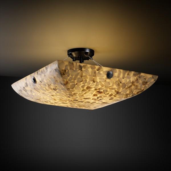 18" LED Semi-Flush Bowl w/ PAIR CYLINDRICAL FINIALS