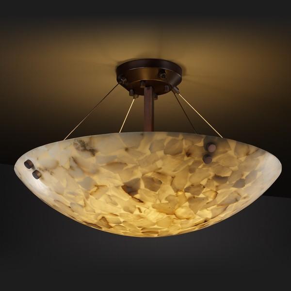 36" LED Semi-Flush Bowl w/ PAIR SQUARE W/ POINTS FINIALS