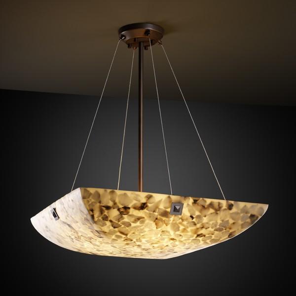 36" LED Pendant Bowl w/ Concentric Circles Finials