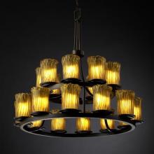 Justice Design Group GLA-8767-16-WTFR-MBLK - Dakota 21-Light 2-Tier Ring Chandelier