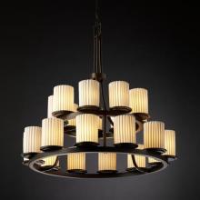 Justice Design Group POR-8767-10-WFAL-DBRZ - Dakota 21-Light 2-Tier Ring Chandelier