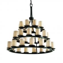 Justice Design Group POR-8712-10-BMBO-MBLK - Dakota 36-Light 3-Tier Ring Chandelier