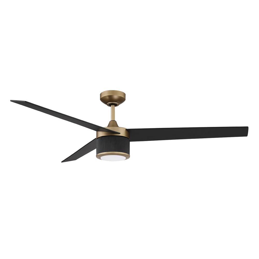 TRILON 56 in. LED Oilcan Brass & Black Ceiling Fan